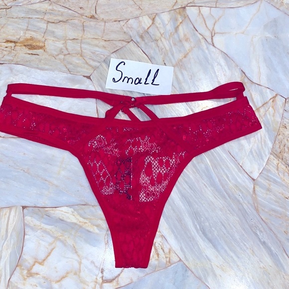 VS Sheer Mesh V-String Very Sexy Thong Panty Red Small - Picture 1 of 8